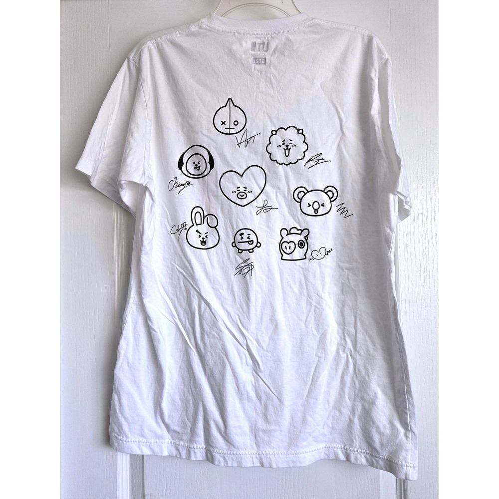 Uniqlo UT BT21 Graphic T-Shirt White Sz L BTS Line Friends Box Logo 341-414321